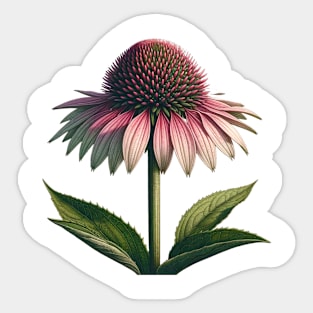 Echinacea Elegance Botanical Illustration Sticker